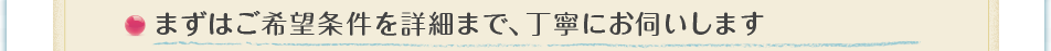 まずはご希望条件を詳細まで、丁寧にお伺いします